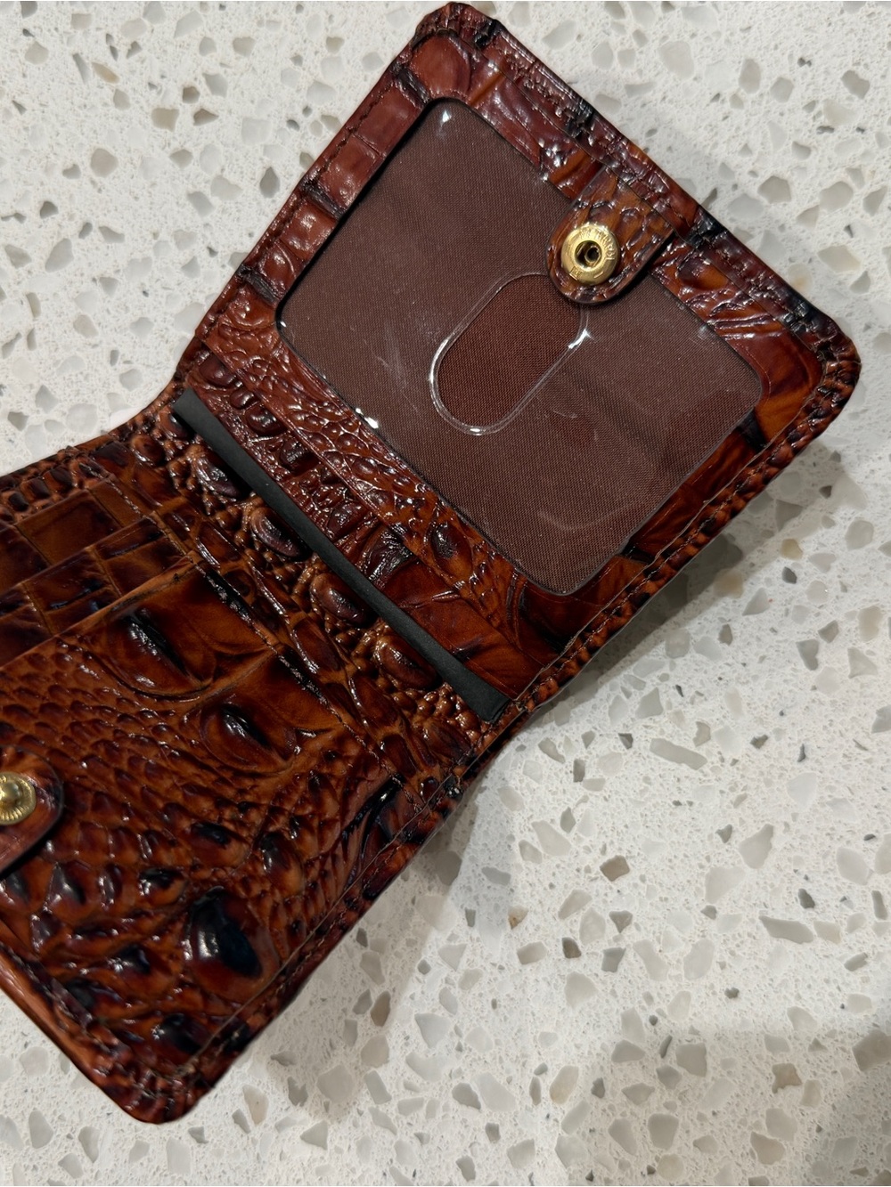 Brahmin Brown Croc-Embossed Leather Women’s Wallet - Picture 3 of 3